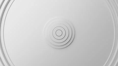 Minimal White Concentric Rings Looping Abstract 3D Background. 3D rendering Stock Footage 324617884