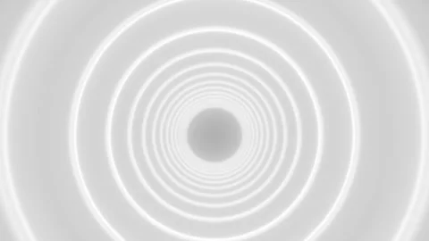 Minimal white concentric rings recede toward a central circle Stock Footage 344905068