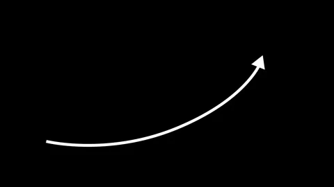Minimal white curved arrow pointing upward growth progress and direction an.. 動画素材 337178158