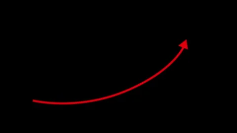 Minimal white curved arrow pointing upward growth progress and direction an.. Stock Footage 337178160
