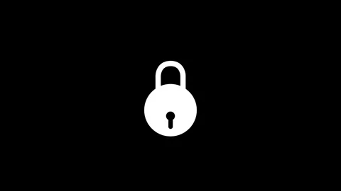 Minimal white flat unlocked padlock animation - abstract account logout safety Stock Footage 340213573