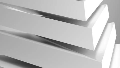 Minimal white geometric blocks stacked in layered steps, 3d render Ilustración de archivo