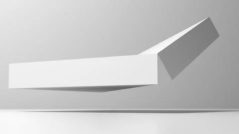 Minimal white geometric platforms hover above a neutral surface, 3d art Ilustración de archivo