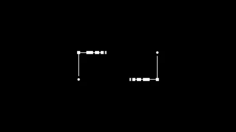 Minimal white hud corner callout frame target brackets on black background 4k Vídeo Stock 345075175