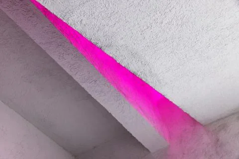 Minimal white interior background with purple illumination Stock Photos