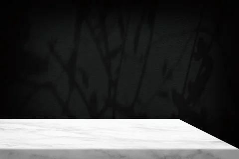 Minimal White Marble Table Corner with Shadow and Pink Light Beam. Stock Photos