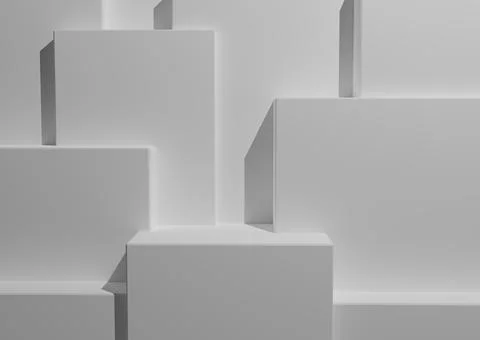 Minimal White or Light Grey Background 3D Studio Mockup Scene with Podiums an Stock Illustration