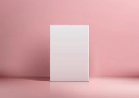 Minimal White Paper Mockup Template Against Pink Wall Background for Brandi.. Stock Illustration