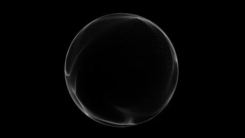 Minimal white particle sphere on dark background. Abstract digital globe wi.. Illustrazione stock