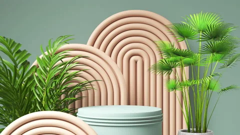 Minimal white podium display Stock Footage 194258353