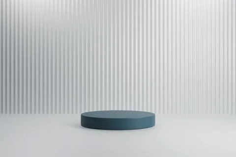 Minimal white ribbed background with blue podium Stock Illustration