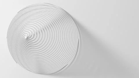 A minimal white spiral forms concentric rings, 3d Stockillustratie