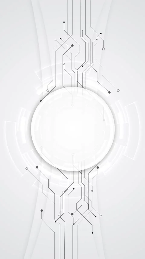 Minimal white tech circle background radial detail, circuit lines, elegant digit Stock Footage 340411045