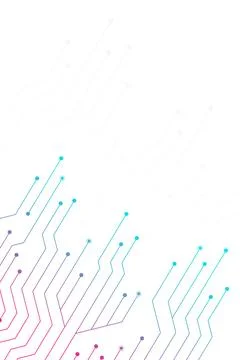 Minimal White Technology Circuit Lines Background with Gradient Dots Stock Illustration