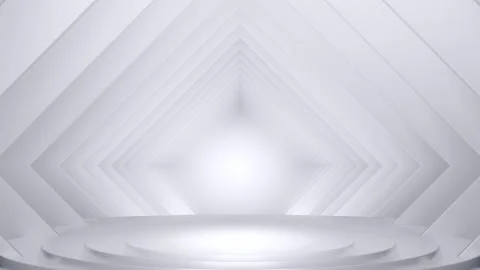 Minimal white triangular tunnel with stage Stock Footage 305064455