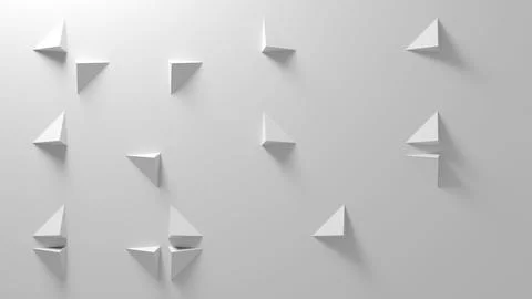 Minimal white wall featuring abstract geometric triangle paper folds, 3d Stock Illustration