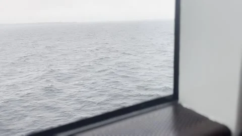 Minimal Window Frame with Calm Water Surface View Stock Footage 340108938