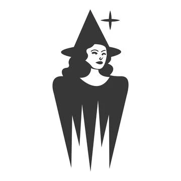 Minimal Witch Character Logo Design for Fantasy, Magic, Storytelling and Art Bra Stock Illustration
