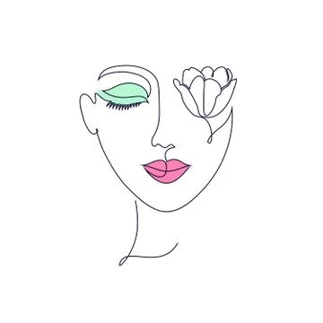 Minimal woman face Stock Illustration