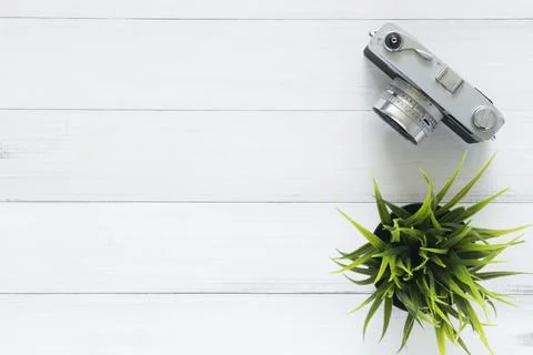Minimal work space - Creative flat lay photo of workspace desk. Office desk.. Stock Photos