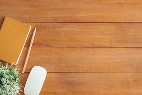 Minimal work space - Creative flat lay photo of workspace desk. Office desk.. Stock Photos
