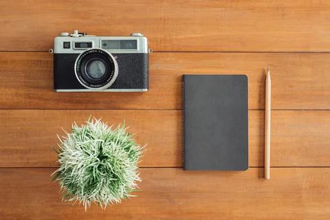 Minimal work space - Creative flat lay photo of workspace desk. Office desk.. Stock Photos