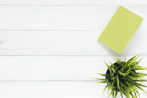 Minimal work space - Creative flat lay photo of workspace desk. White offic.. Stock Photos