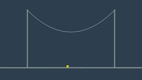 Minimal yellow ball motion animation with curved path on dark background visual Stock Footage 336471986