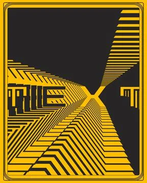 Minimal Yellow Black Hourglass Pattern Poster Optical Illusion Wall Art Design Ilustración de archivo