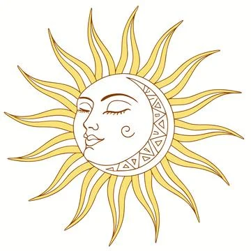 Minimal Yellow Sun Flat Vector Stock Illustration
