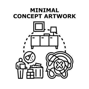 Minimalism concept simplifying a complicated life scene Stock Illustration
