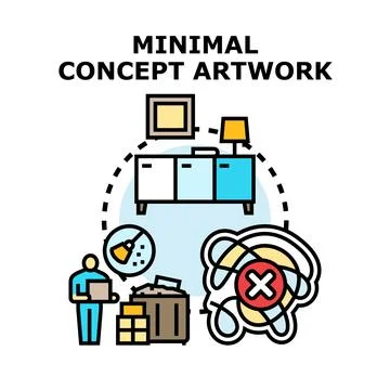 Minimalism concept simplifying a complicated life scene Stock Illustration