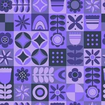 Minimalism geometric abstract seamless pattern. Repeatable monochrome purpl.. Illustrazione stock