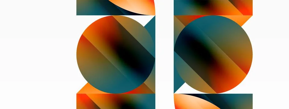 Minimalism meets gradient allure. Geometric shapes intertwine in a tranquil 스톡 일러스트