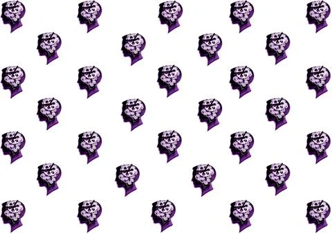 Minimalism, Purple,Pattern, design blank, clock in shape of a hu Stock Photos