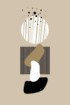 Minimalism style geometric pattern poster.Abstract Khaki Color Blocks Posters Stock Illustration