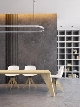 Minimalism style interior of dining room Stock Illustration