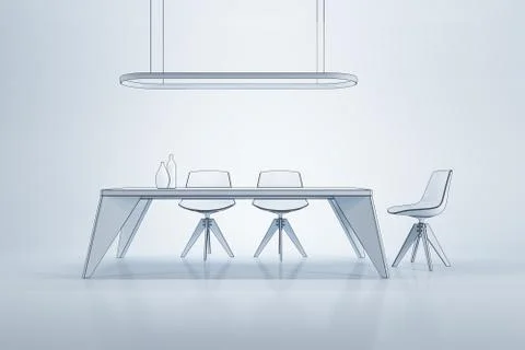 Minimalism style interior of dining room, 3d rendering Stock Illustration
