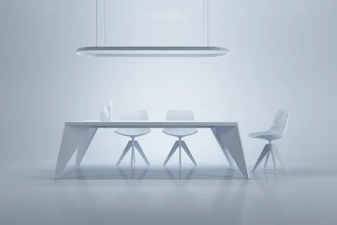 Minimalism style interior of dining room, 3d rendering Stock Illustration