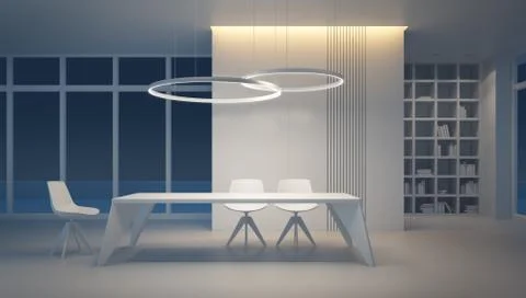 Minimalism style interior of dining room Stock Illustration