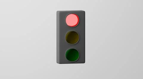 Minimalism Vertical traffic light burning red, road traffic symbol. 3d rendering Stock Illustration
