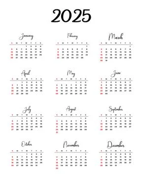 Minimalist 2025 calendar template with editable vector design for easy cust.. Stock Illustration