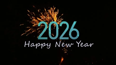 Minimalist 2026 typography firework wish animation Stock Footage 321383960