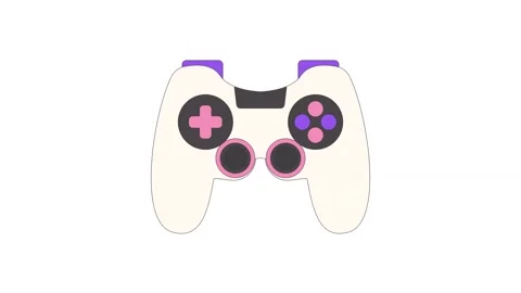 Minimalist 2D Animated Game Controller Icon on White Видео 346617982