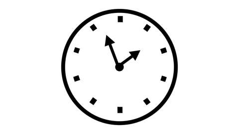 Minimalist 2D animation of a simple clock face with a black outline Stock Footage 317970083
