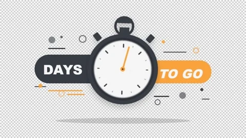 Minimalist 2D Vector Animation of Stopwatch Counting Down Days to Go Stock-Footage 343184024