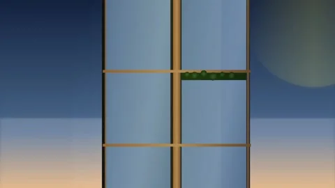 Minimalist 2D vector animation of a stylized modern skyscraper facade again.. Stock Footage 345694109