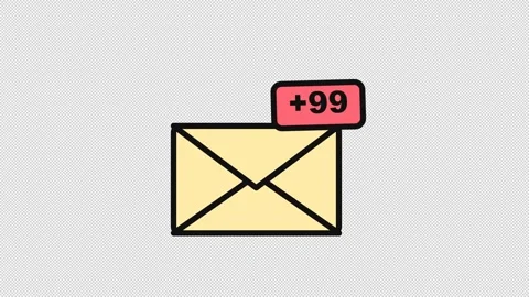 Minimalist 2D Vector Envelope Icon with Pulsing Notification Badge Animation Video stock 343183507