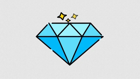 Minimalist 2D Vector Graphic of Shimmering Blue Diamond with Twinkling Star Spar Stock-Footage 343184023