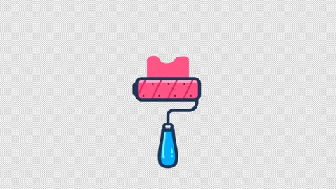 Minimalist 2D Vector Paint Roller and Bottle Animation Stock Footage 343732972